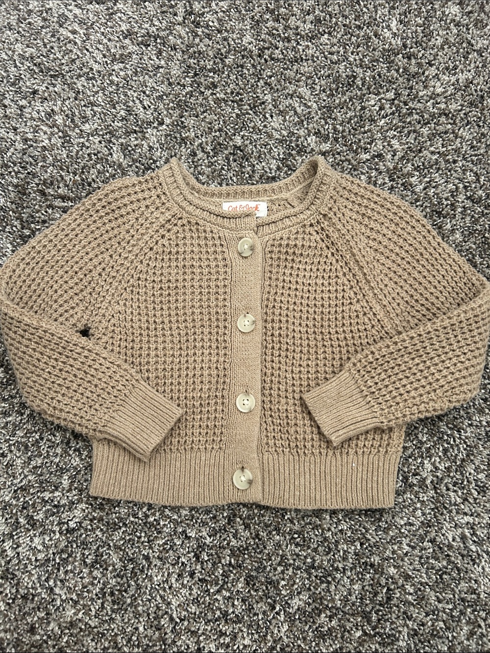 Cat & Jack Tan Waffle Knit Button-Up Cardigan